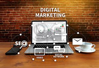 Laptop with Digital Marketing Text